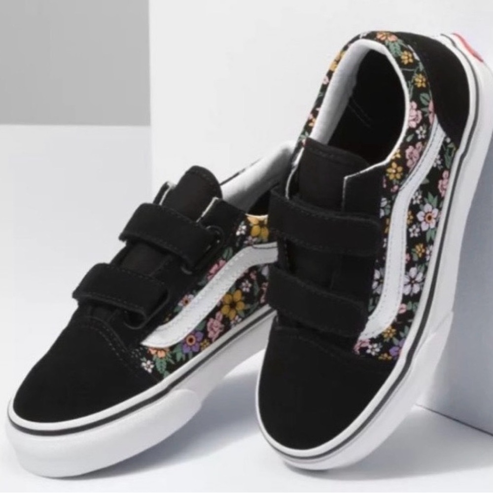 Vans Black Floral Kids Sneakers